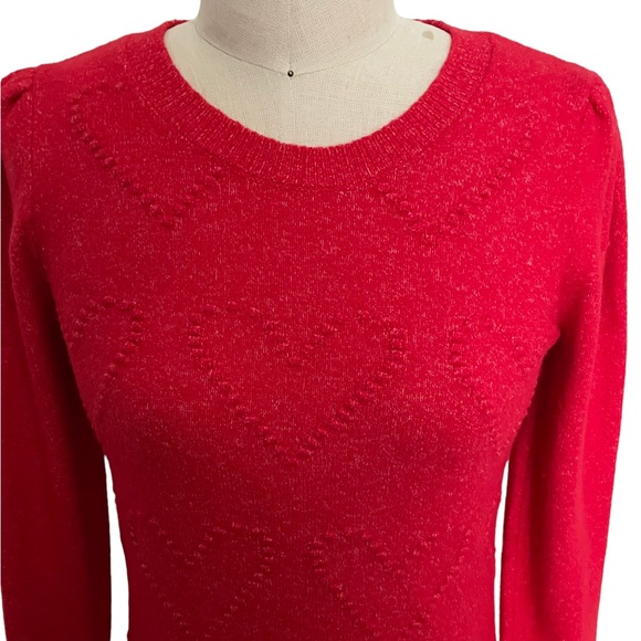 LOFT Red Sweater with Heart Detail Size XS - Picture 2 of 6